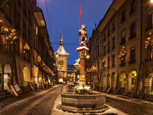 Switzerland Bern Street Night