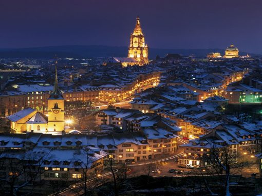 Switzerland Bern Winter night