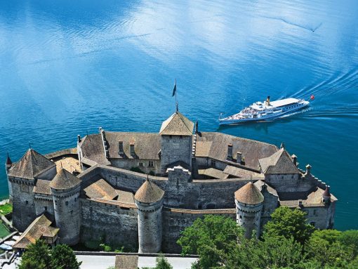 Switzerland Chillon Castle Panorama