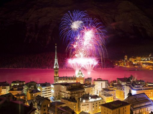 Switzerland St Moritz Fireworks