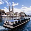 Switzerland Zurich Limmat River and Boat
